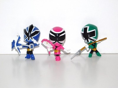 Lot 3 Power Rangers SUPER SAMURAI SMASH Mini Battle Figures Blue Green Pink