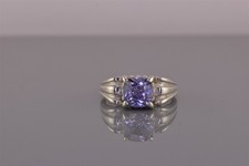 Sterling Silver Purple Cushion Cut Cubic Zirconia Ribbed Band Ring 925 Sz: 7