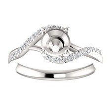 Round 7mm Semi Mount Ring Setting 925 Sterling Silver Side Stone