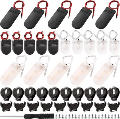 40 Stück 6 Typen 3V Knopfzellen Batteriehalter Kit, CR2032 Batteriehalter mit