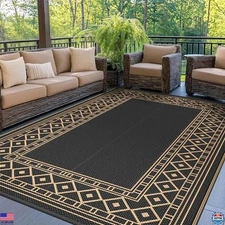 GENIMO 6'x9' Waterproof Reversible Outdoor Rug - Plastic Straw Carpet for RVs
