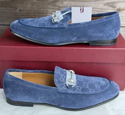 Gucci Men s Jordaan blue suede monogram loafers Size 9.5G/10US $1050 MSRP