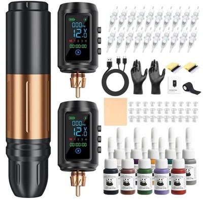 Cordless Tattoo Gun Kit with Colorful Screen, 4 Speed Adjustable For Beginners