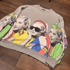 Zara Women's Graphic Print Pullover Sweatshirt Gray Multicolor Size M