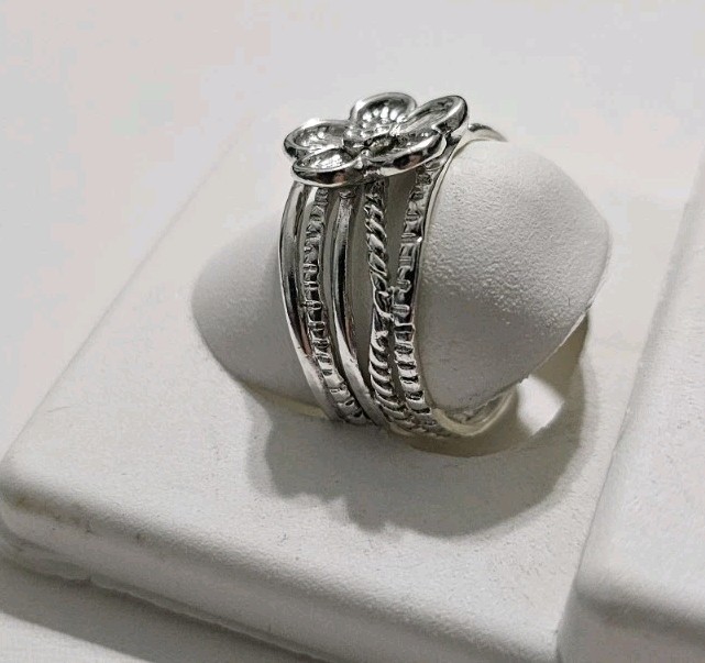 Ross-Simons Sterling Silver Multi-Row Flower Ring… - image 4