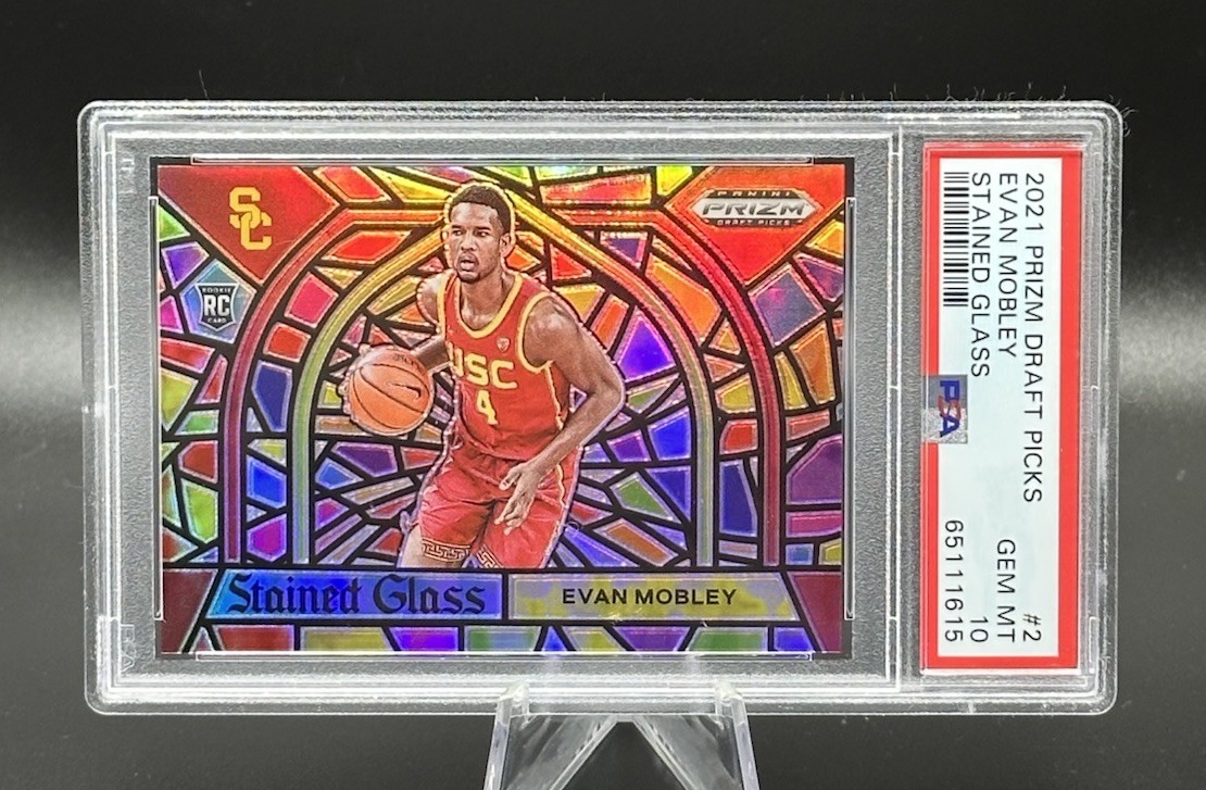 2021 Prizm Draft #2 EVAN MOBLEY Rookie (RC) Stained Glass Case Hit 🔥 PSA 10 🔥