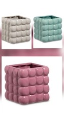 Vaso in Ceramica per Fiori e Piante Bubble Cube 11.5x11.5x11.5 cm Vari Colori