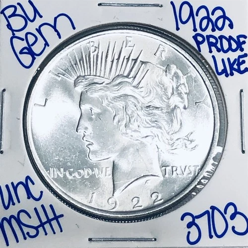 1922 BU UNCIRCULATED SILVER PEACE DOLLAR AUTHENTIC U.S. MINT FREE SHIPPING 3703