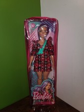 2020 Fashionista Barbie  Curvy Doll Lavendar Hair Plaid Dress #157 GRB49 NRFB
