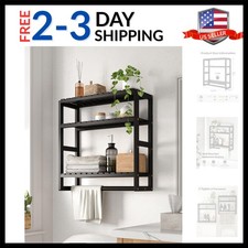 Galood Over The Toilet Storage Bathroom Shelves Wall Mounted 3 Tier Black