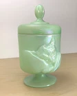 Fenton Sea Green FGS Chessie Cat Iridescent Covered Candy Dish Railroad 1998