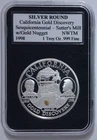 1 oz Silver Round/Medal 1998 California Gold Discovery with Gold Nugget - NWTM