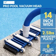 14 inch Professional Heavy Duty Pool Vacuum Head with Wheels & Aluminum Handle
