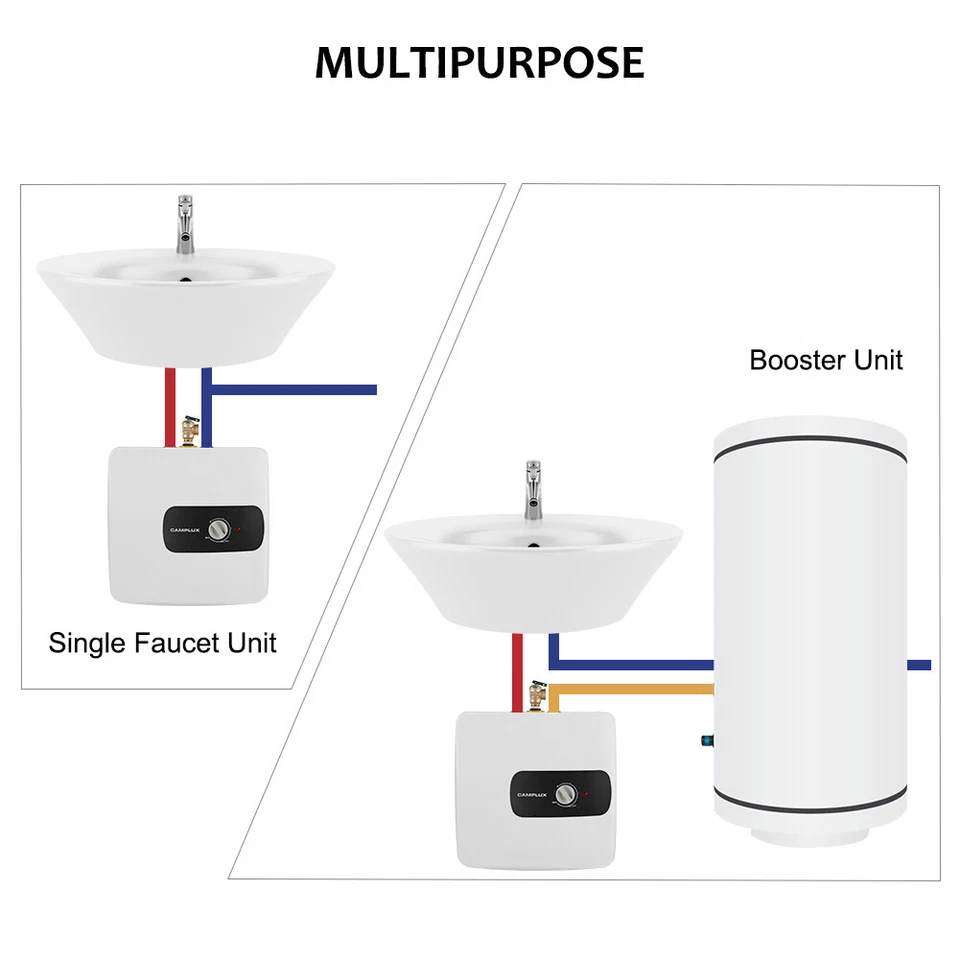 CAMPLUX Tanque Calentador de Agua Eléctrico 120V Solución de Agua Bajo Demanda para Ducha Foto 2 de 4