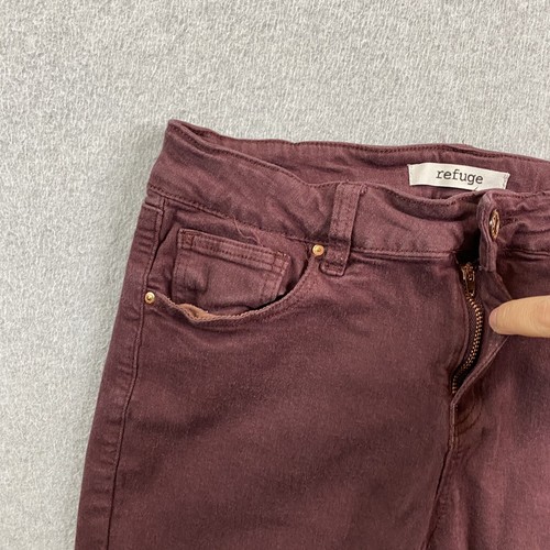 Refuge Jeans Womens 8 28x30 Skinny Stretch Distressed Maroon Denim Preppy City - Picture 11 of 16