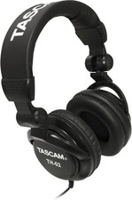 TASCAM TH-02 Professional Studio Monitor Headphones, Wired, Medium, Black 