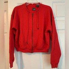 Htf Vintage Red Lizwear Cropped Full Zip Red Jacket With Drawstrings Small