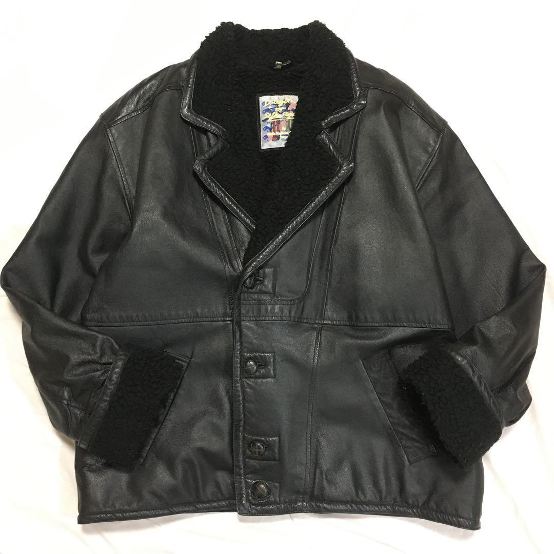 Vintage 90s Outer Pigskin leather jacket black used in JAPAN Men