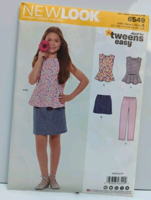 New Look Pattern Uncut 6549 Tween Girls Tunic Top  Skirt Pants EASY 7 to 14