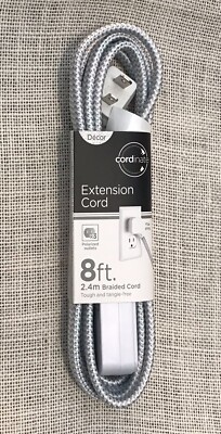 Cordinate Designer 3 Extension 2 Prong Power Strip Extra Long 8 Ft Cable **NEW**