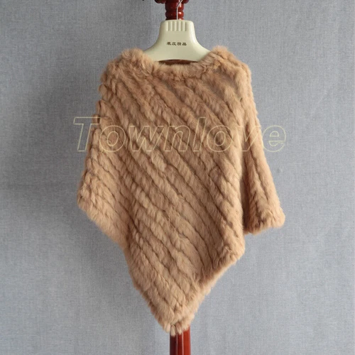 OFF WHITE Mantello donna maglia vera pelliccia di coniglio mantello pullover invernale cappotto outwear maglieria