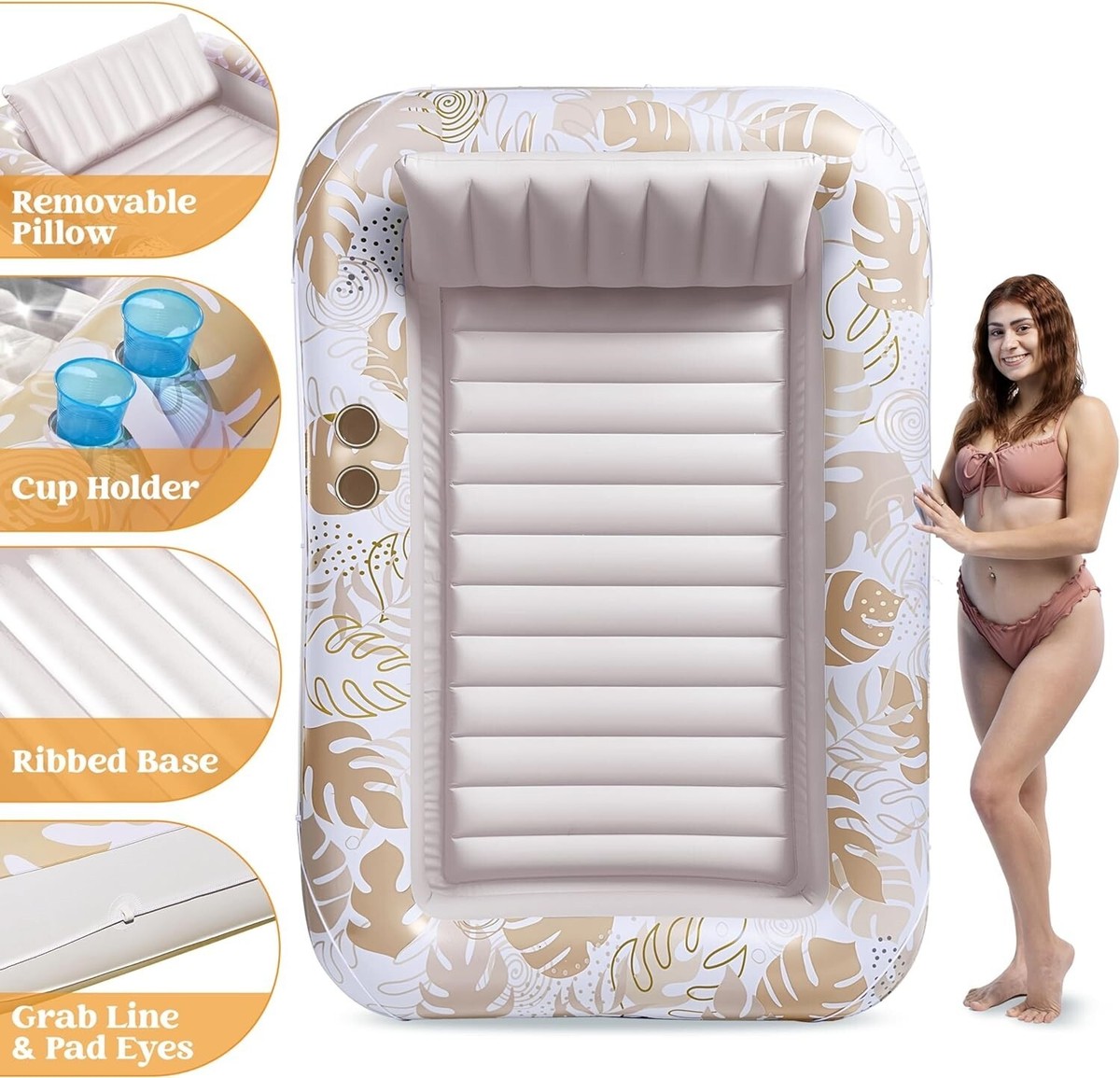 Flotador Eléctrico Inflable Para Piscina – Tumbona De PVC, Cómoda Y Portátil Para Playa Y Lago