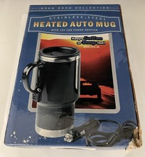 Heated Auto Travel Mug Stainless Steel, with 12V Car Power Adapter