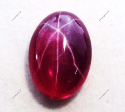 6 Rays NATURAL Red Star Ruby  8 Ct Oval Cabochon CERTIFIED Loose Gemstone