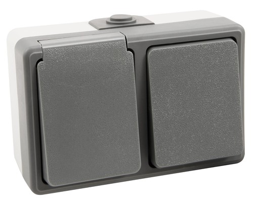 Feuchtraum Steckdosen Serie Secure IP44 f. Außen Aufputz Doppel Steckdose Taster - Bild 18 von 20