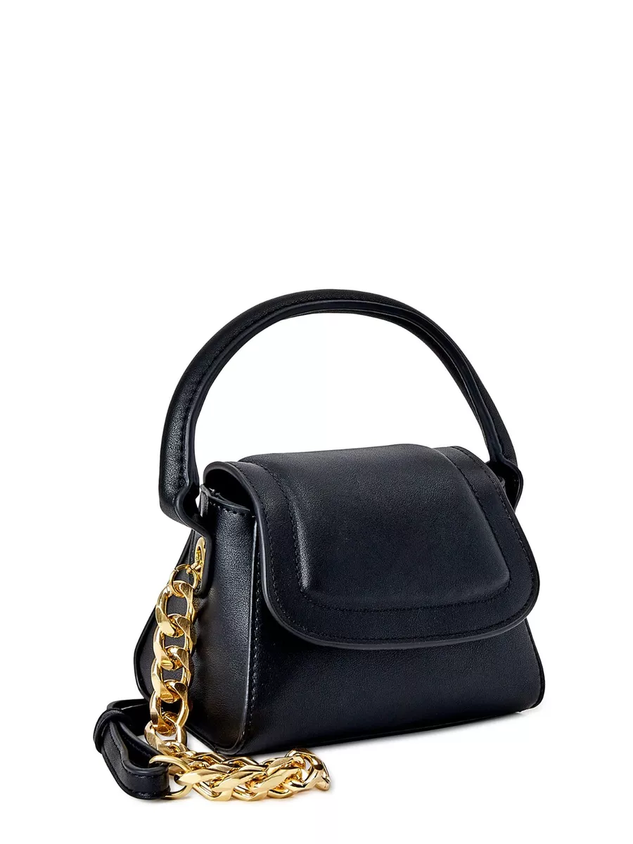 Scoop Women's Faux Leather Mini Structured Bag Purse Black