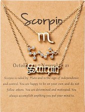 3Pcs Constellation Zodiac Layer Necklace Scorpio