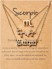 3Pcs Constellation Zodiac Layer Necklace Scorpio
