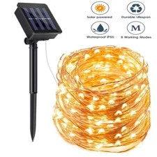 100/200 LED Solar Fairy String Light Copper Wire Outdoor Waterproof Garden Decor