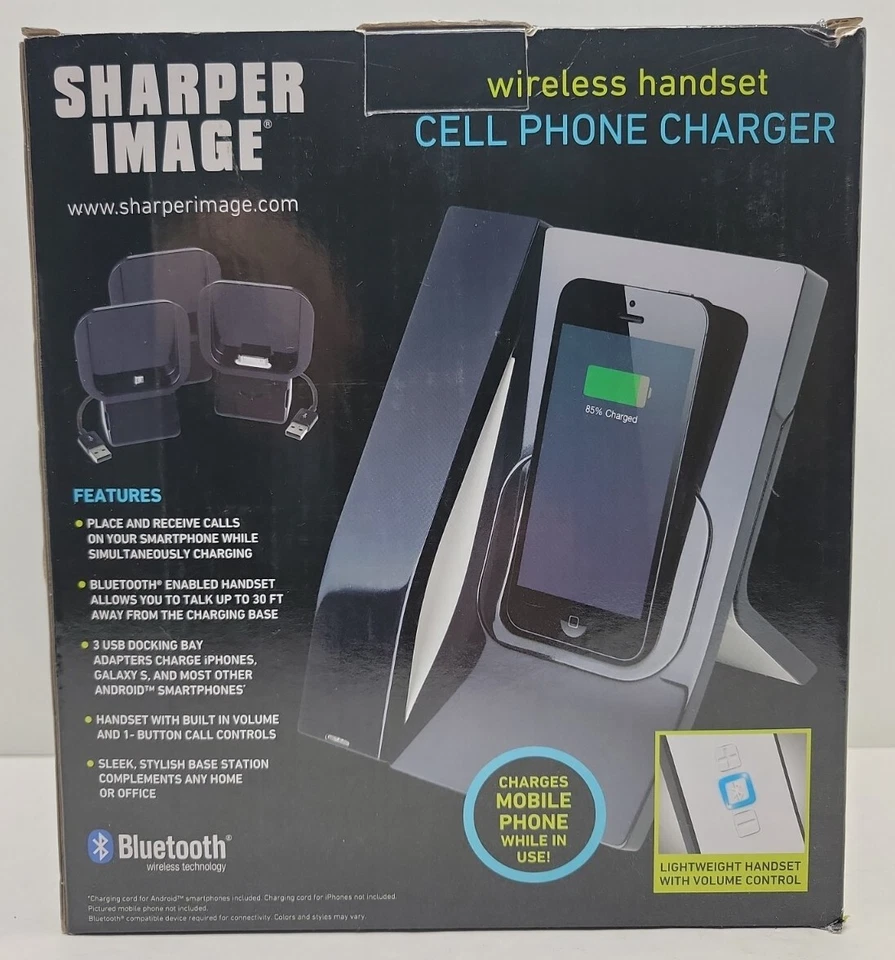 Sharper Image Wireless Bluetooth Handset iPhone 4, 5, Samsung Cell Phone Charger - Image 3 of 4