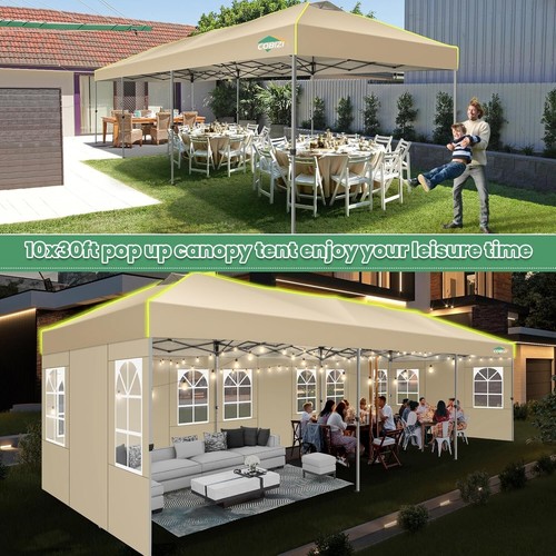 COBIZI 10x30 Pop up Canopy Waterproof UPF50+ Party Gazebo Tent with 8 Sidewalls - Picture 21 of 45