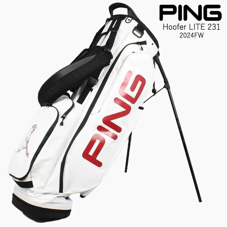Ping Golf Hoofer Lite Custom Carry Stand Bag 4-way Lightweight  White/Red