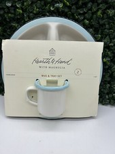 Hearth and Home Magnolia Porcelain Enamelware Child  s Divided Plate  Cup New