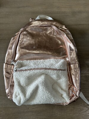 Pottery Barn Kids Colby Rose gold metallic sherpa BACKPACK no monogram Large