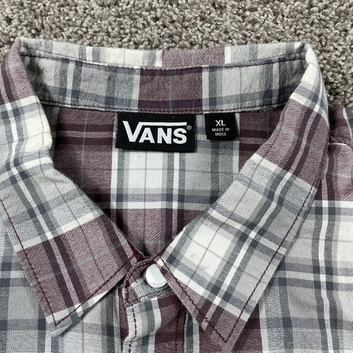 Vans Shirt Adult Extra Large Red Gray Button Up Skateboard Camp Casual Mens - Picture 4 of 8