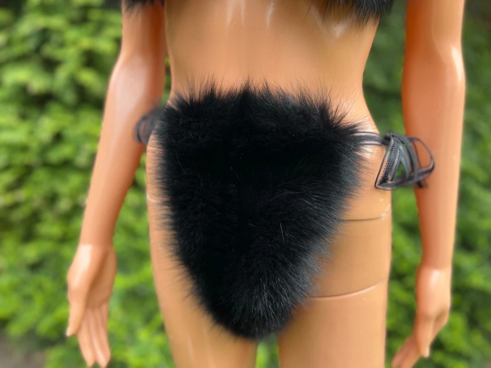 Черный Arctic Fox меха бикини комплект - реальный мех, атласная подкладка, ручной работы белье - Изображение 3 из 4