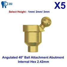 5x Dental Im plant DSI Angulated Ball Attachment Abut ment 40° Int Hex 2.42