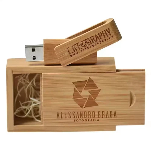 Custom Logo rotate wood box Flash Drives 32GB 64GB 128GB Pen Drive Memory Stick