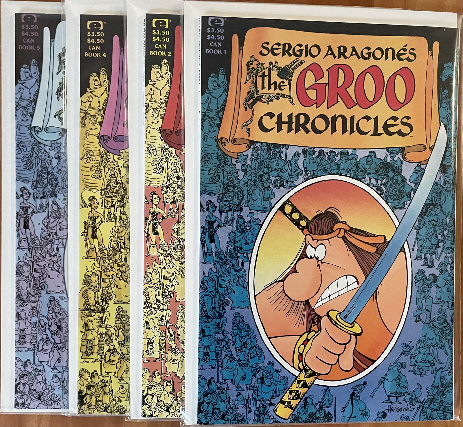 The Groo Chronicles #1, 2, 4, 5, each book at least NM, Marvel Epic Comics, 1989