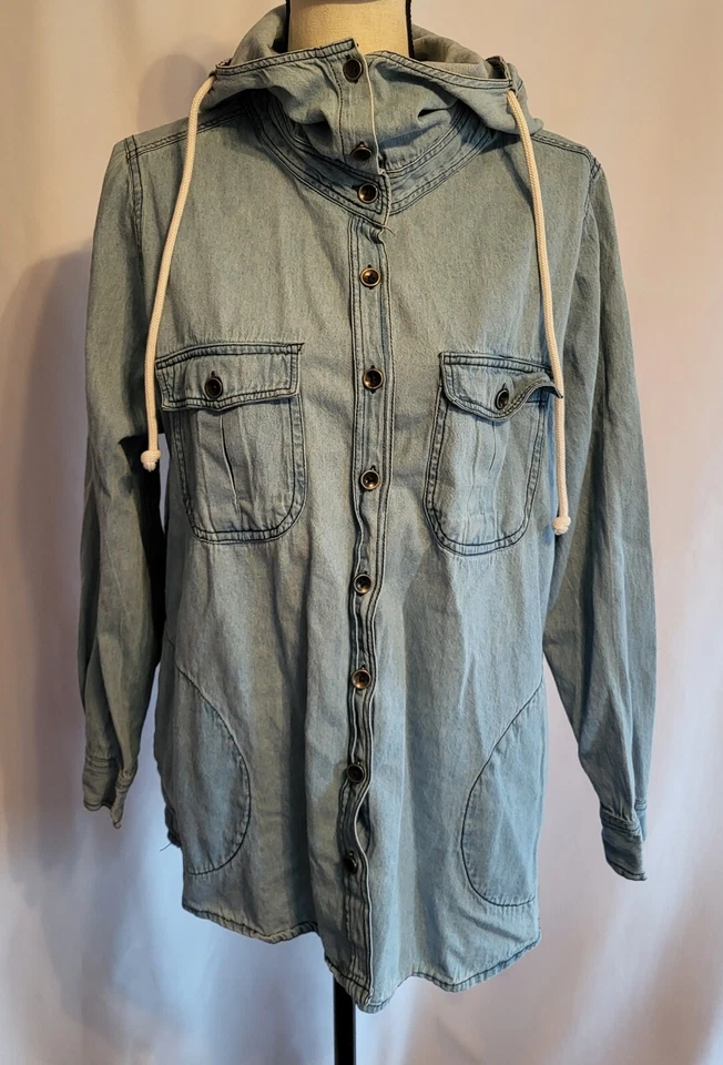 Chaqueta anorak vaquera vintage para mujer Parka Gorp capucha grande cuello único de colección años 90 Foto 4 de 4