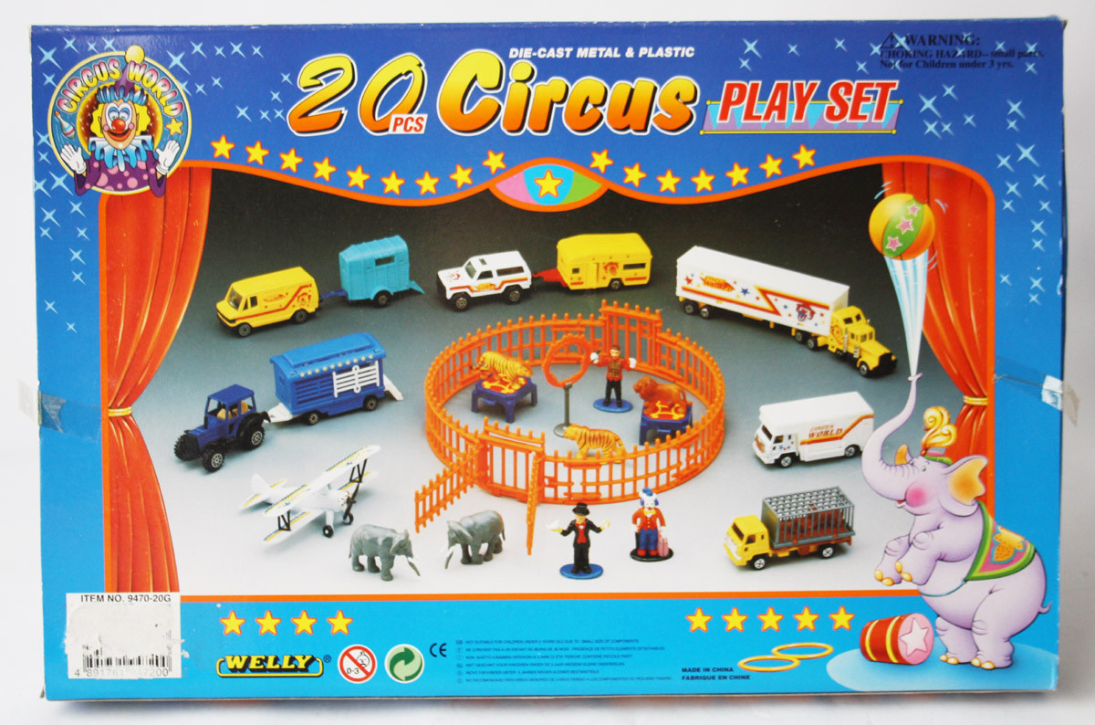 RARE VINTAGE 90'S WELLY DIE CAST CIRCUS PLAYSET 20 PCS TRUCK VAN