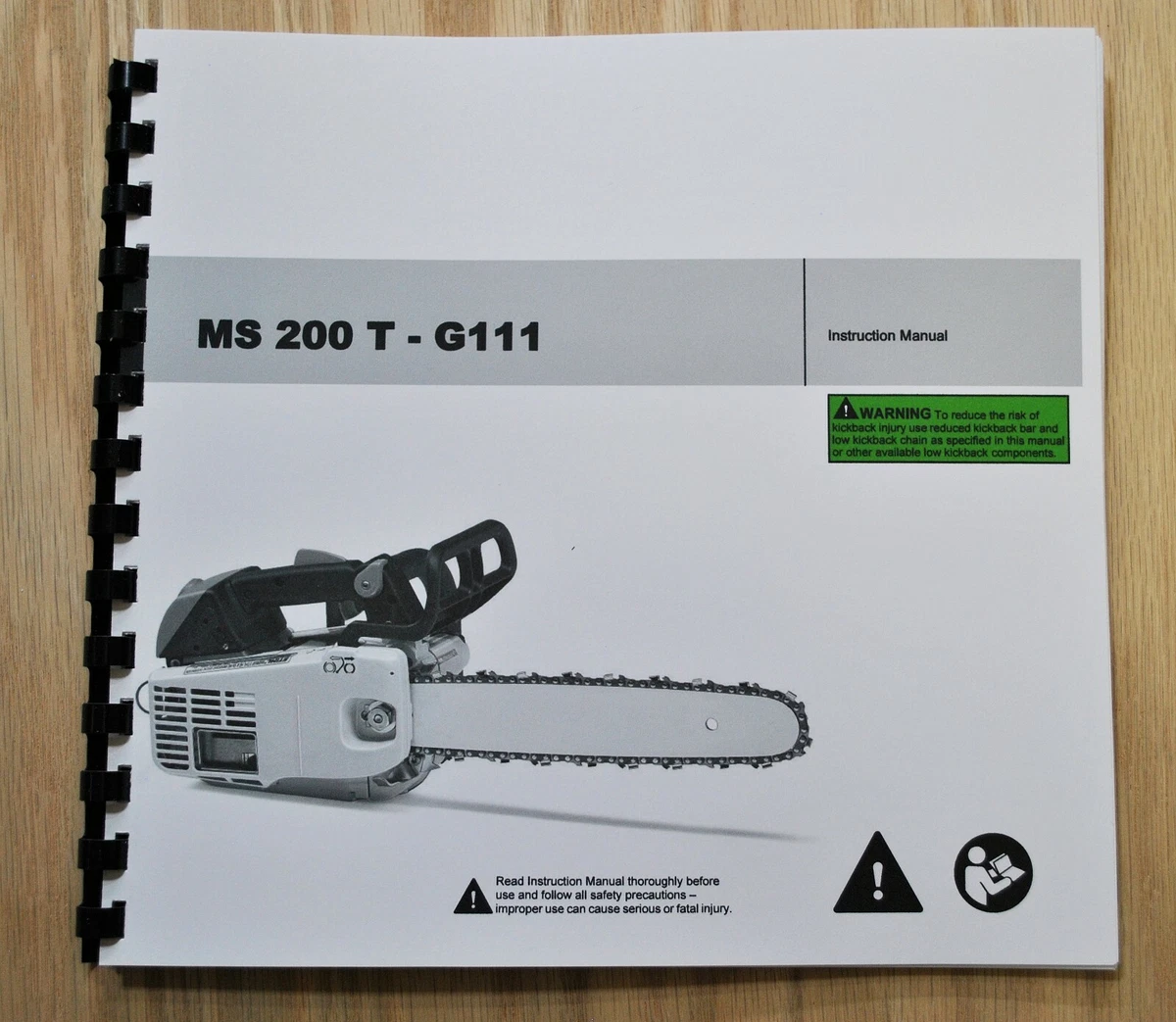 MS 200T 020T Holzfforma G111 Chainsaw Owner Manual Parts List