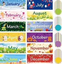 Zonon 48 Pieces Holiday Monthly Headliners Set 12 Months of The Multicolor