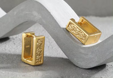 925 Sterling Silver Rectangle Small Hoop Huggie Earrings