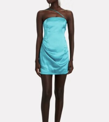 $440 Gauge81 Women Blue Sleeveless Satin Bodycon Mini Dress Size XS | eBay