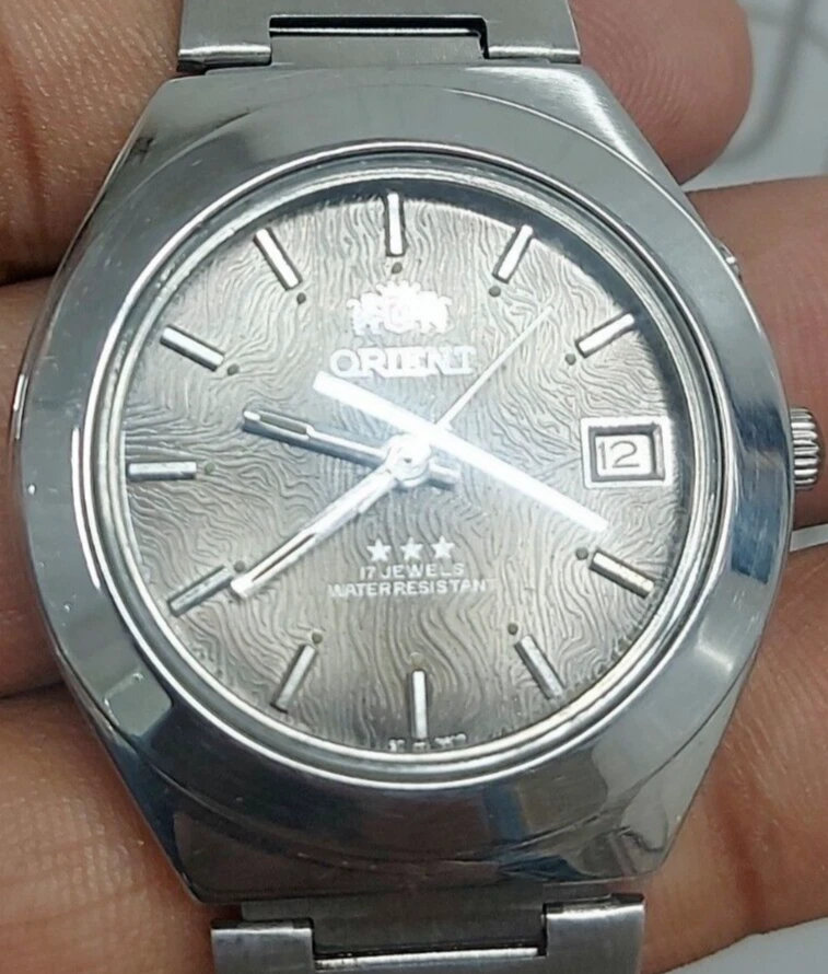 Reloj Orient Hombre Día/D Todo Acero Automático 38mm Raro Único Hoja Seca Dial Japón Foto 4 de 4